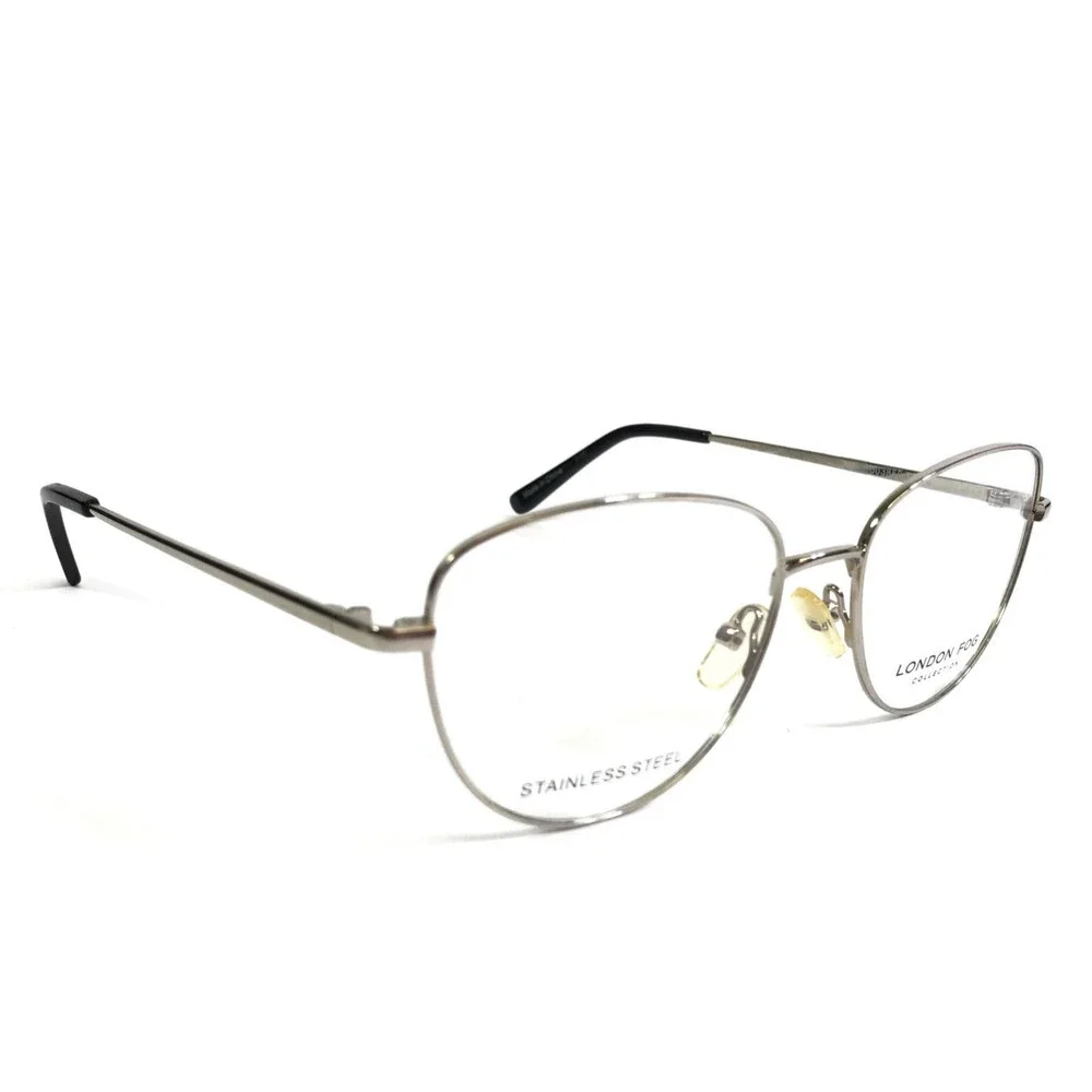 London Fog Eyeglasses Frames LF009 C1 Silver Cat Eye Wire Rim 53-17-140